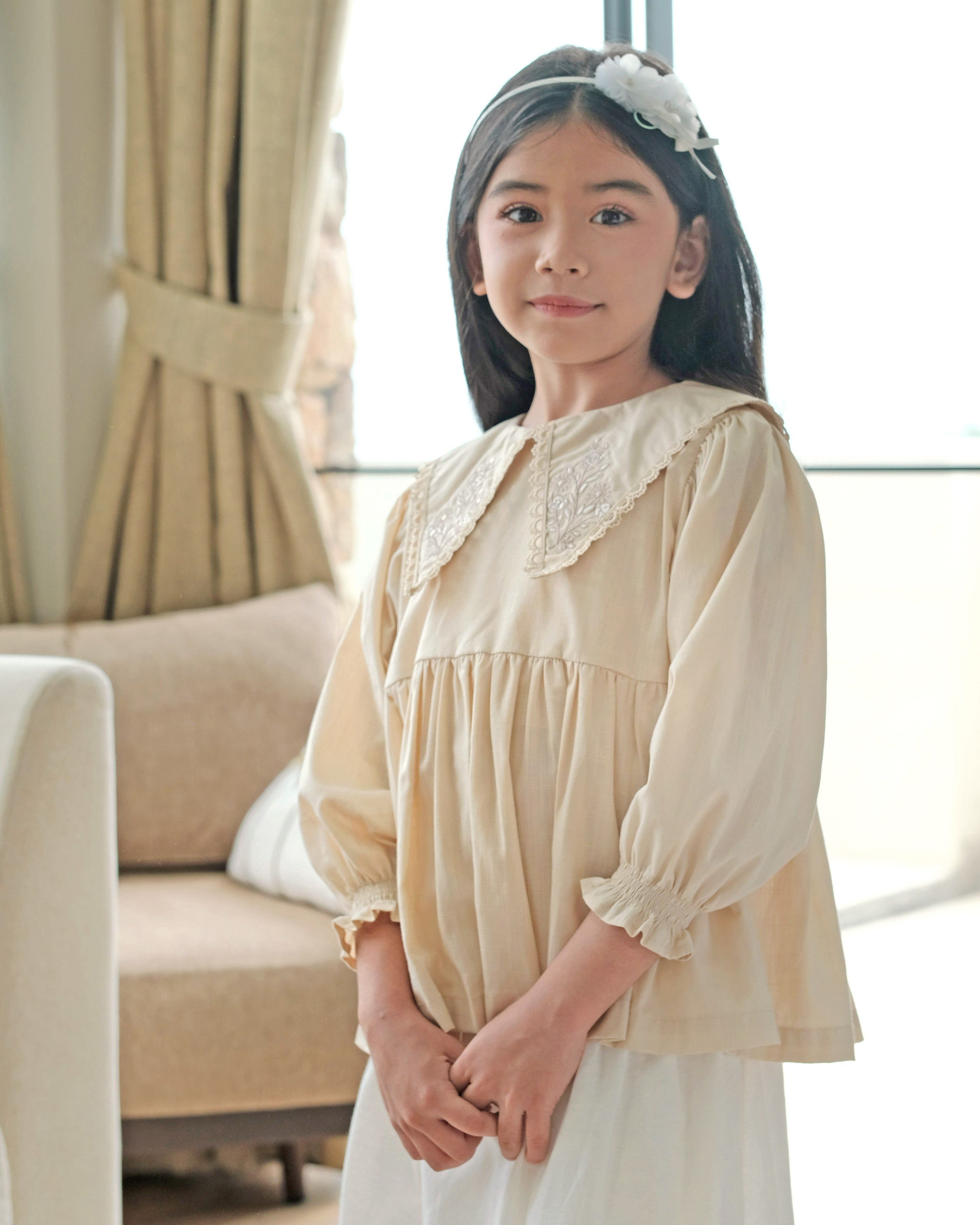Serafina Collar Blouse in Goldie Cream