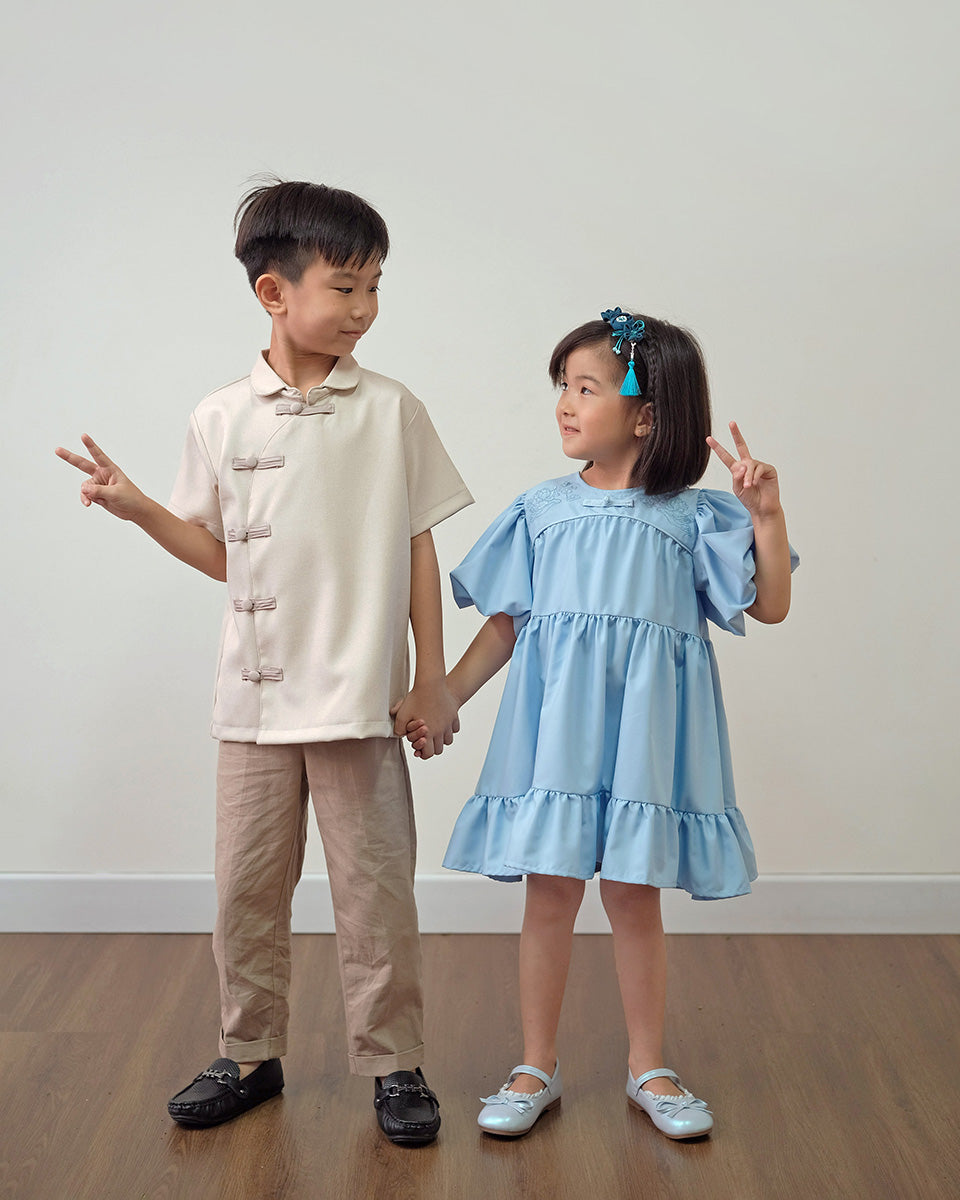 Florescence Qipao Dress in Baby Blue