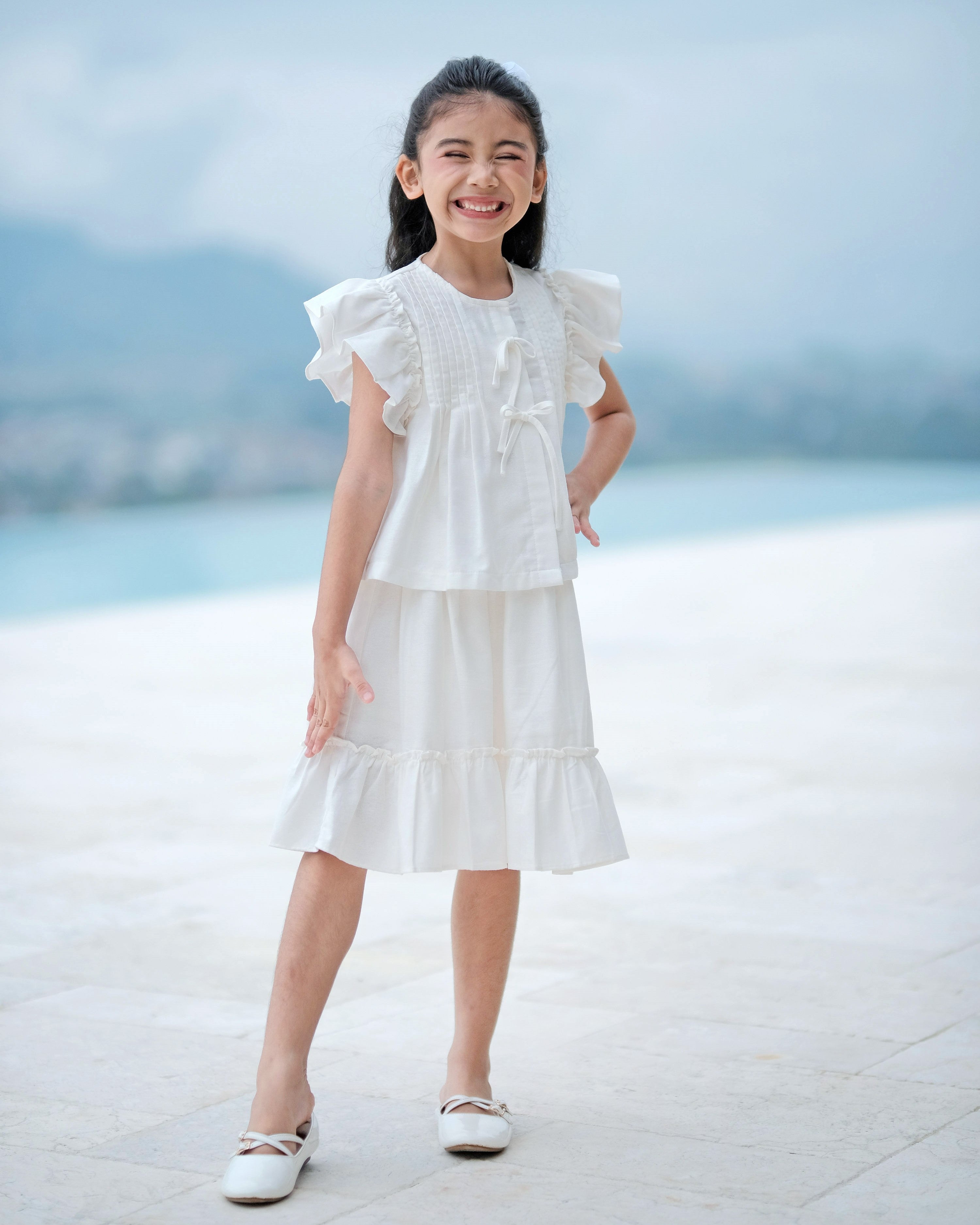 Amalia Pleated Blouse in Broken White