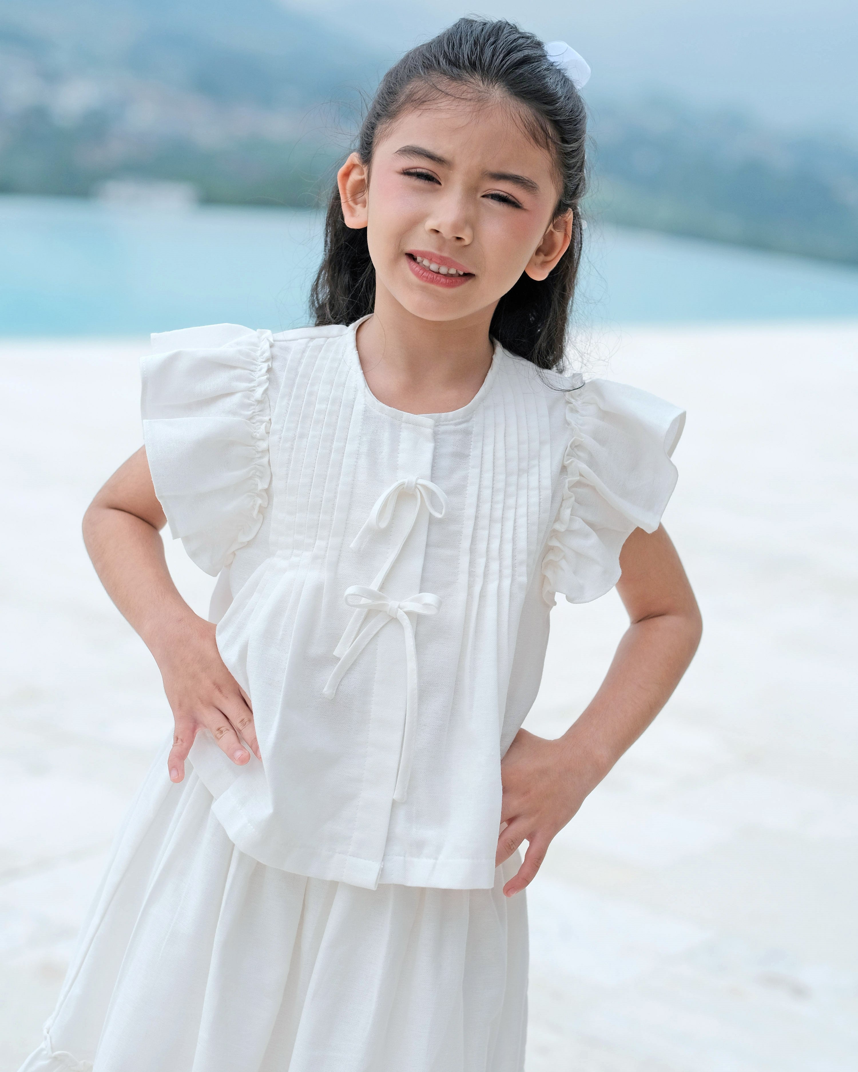 Amalia Pleated Blouse in Broken White