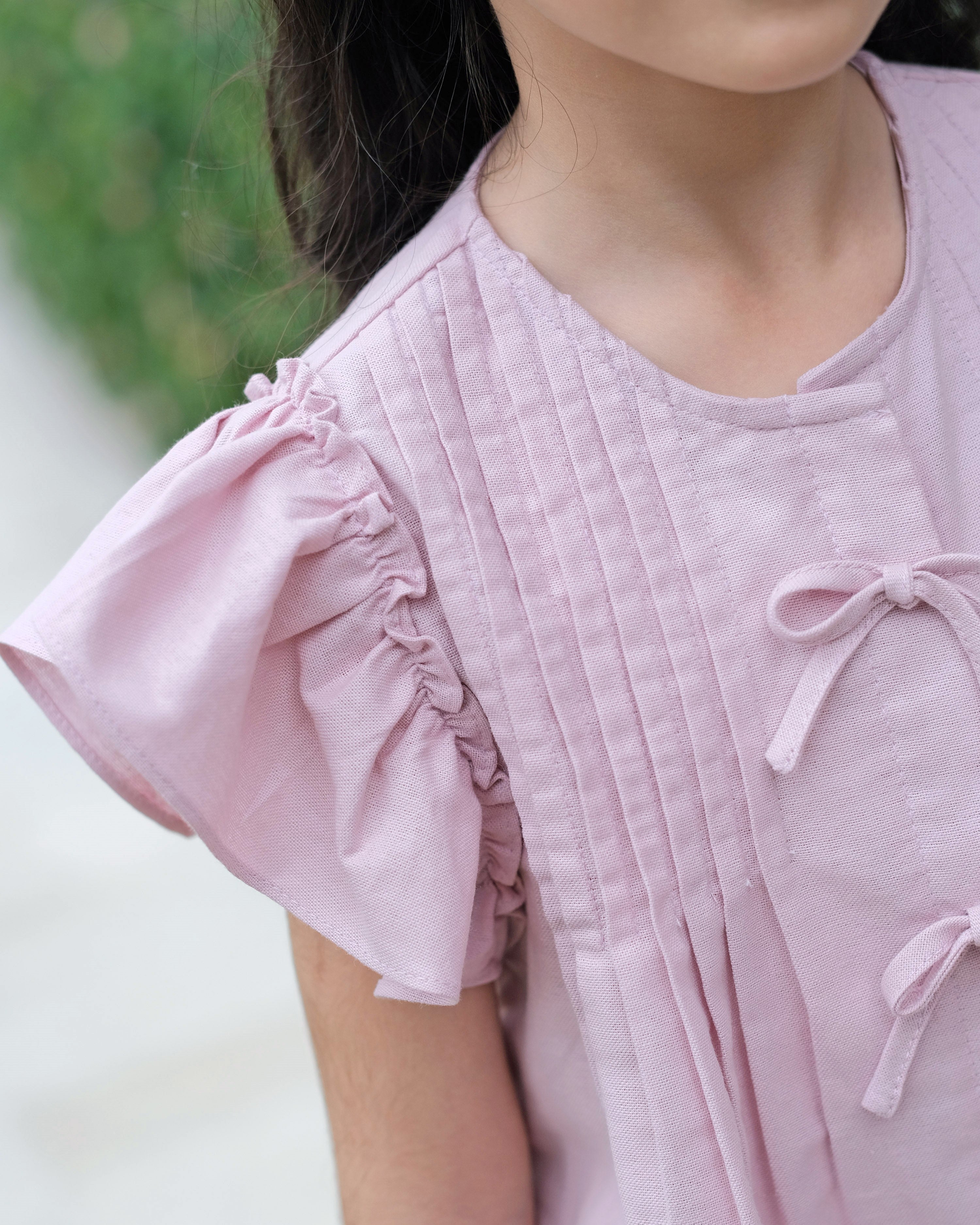 Amalia Pleated Blouse in Dusty Pink