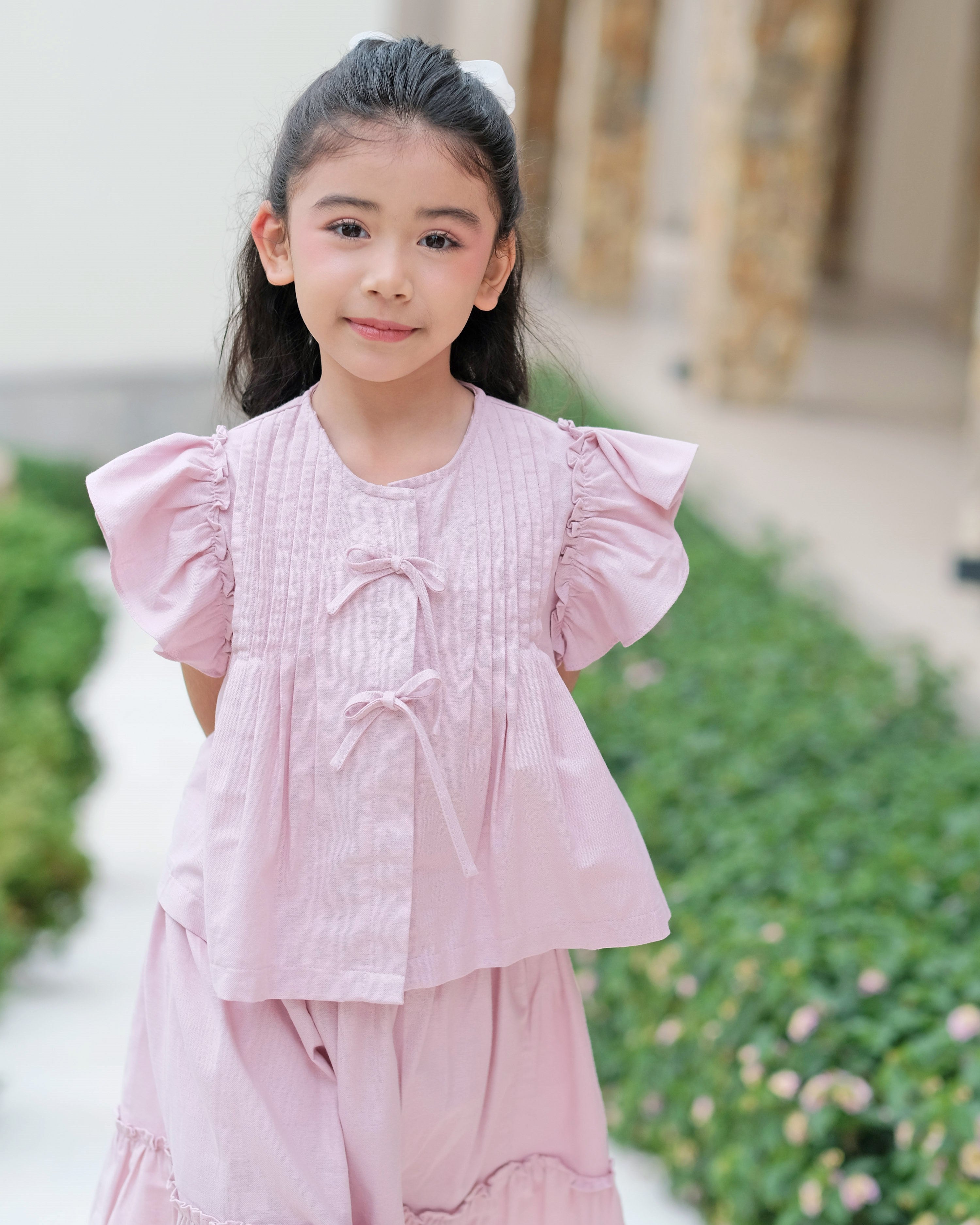 Amalia Pleated Blouse in Dusty Pink