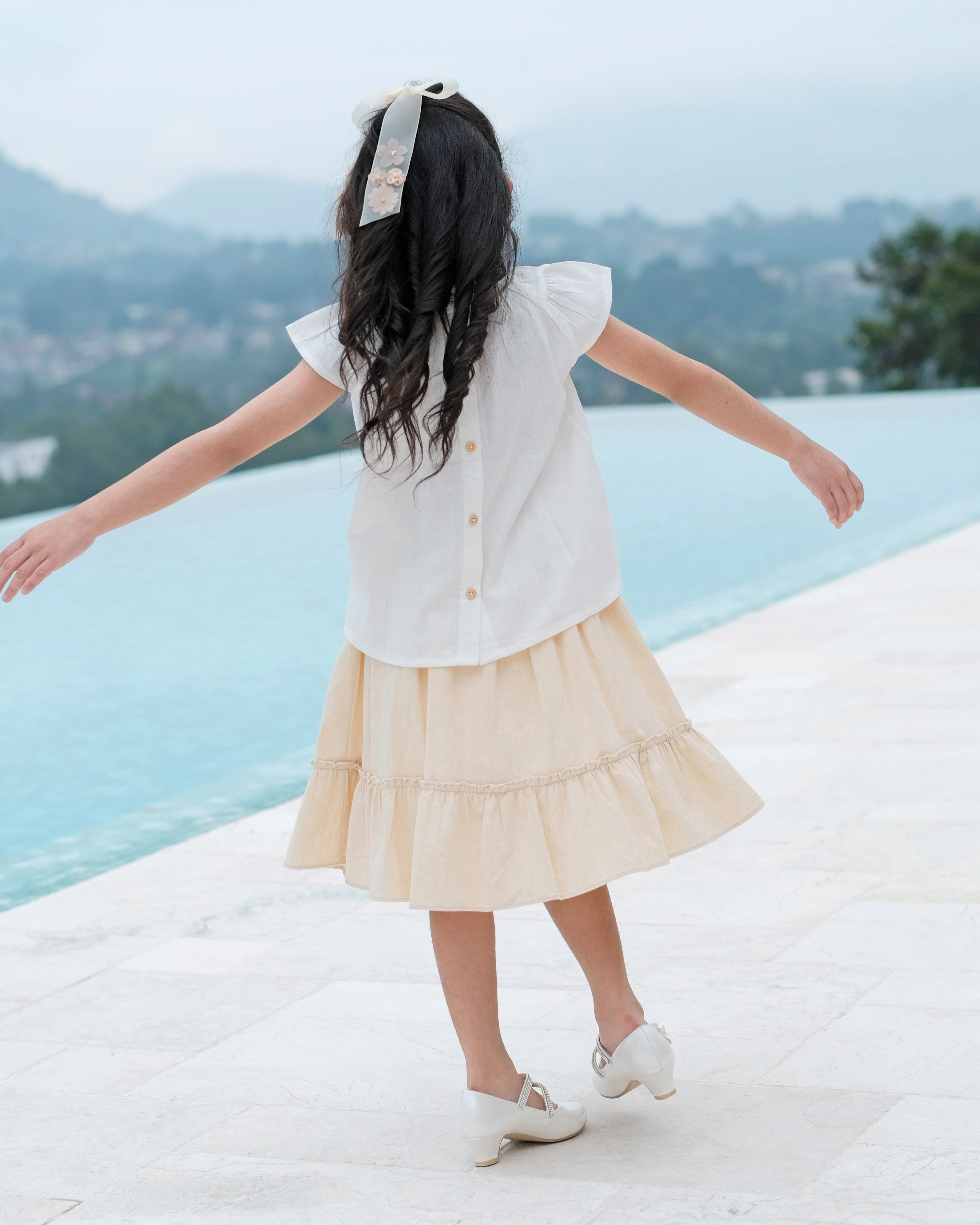 Nina Midi Skirt in Cream