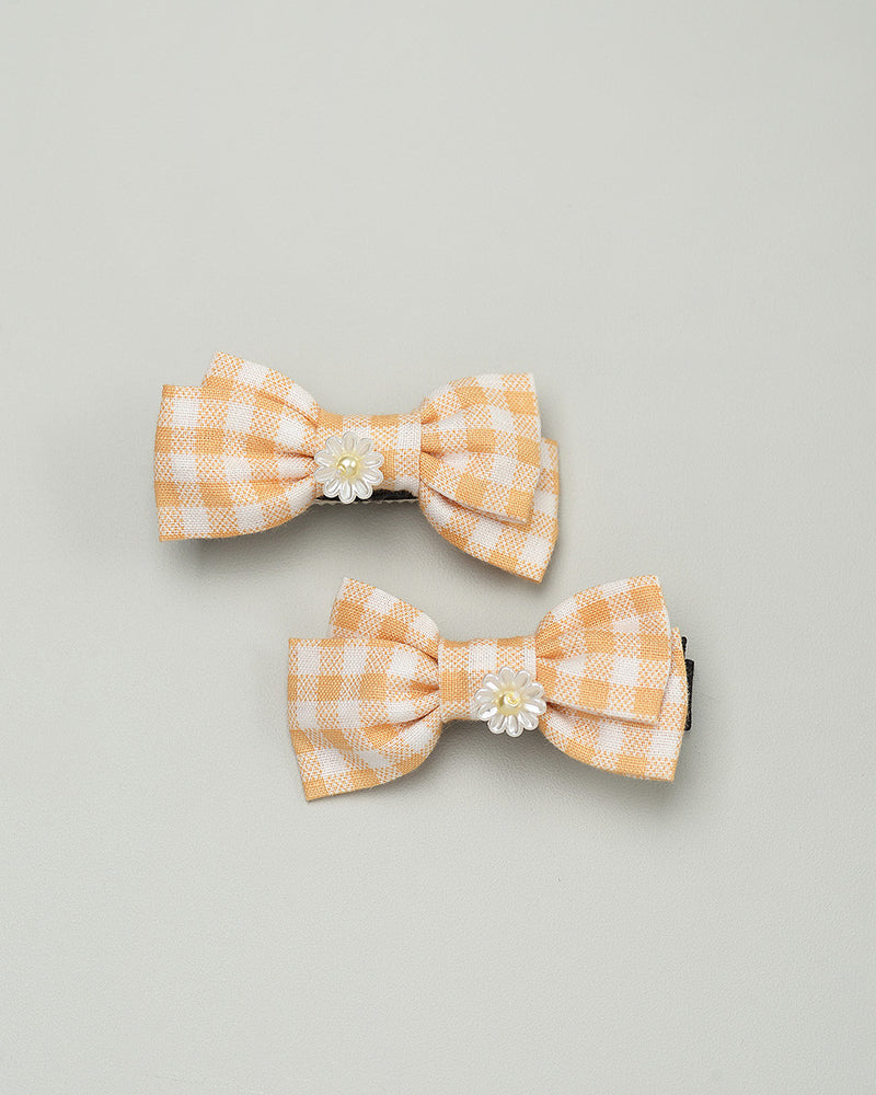 Clea Gingham Bow in Yellow