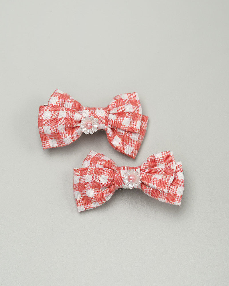 Clea Gingham Bow in Red