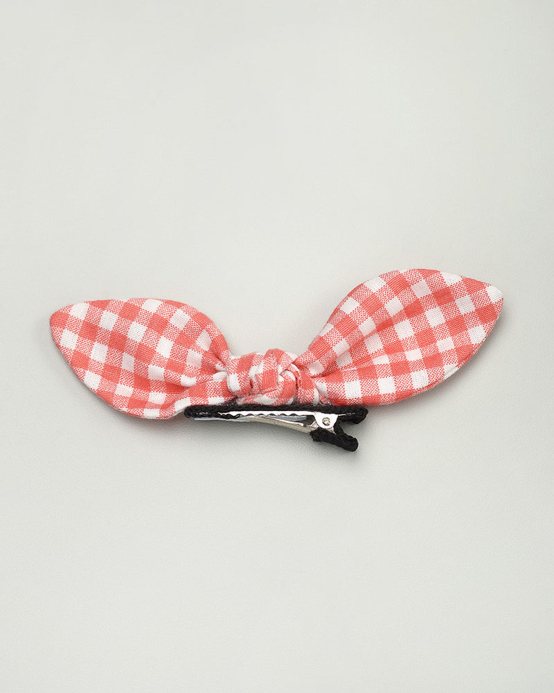 Gingham Rabbit Bow in Red