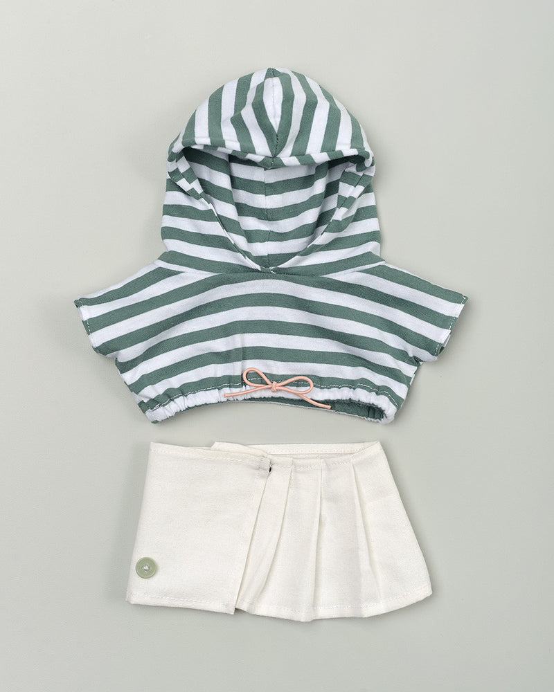 Green Stripe Hoodie Set Bear Clothes