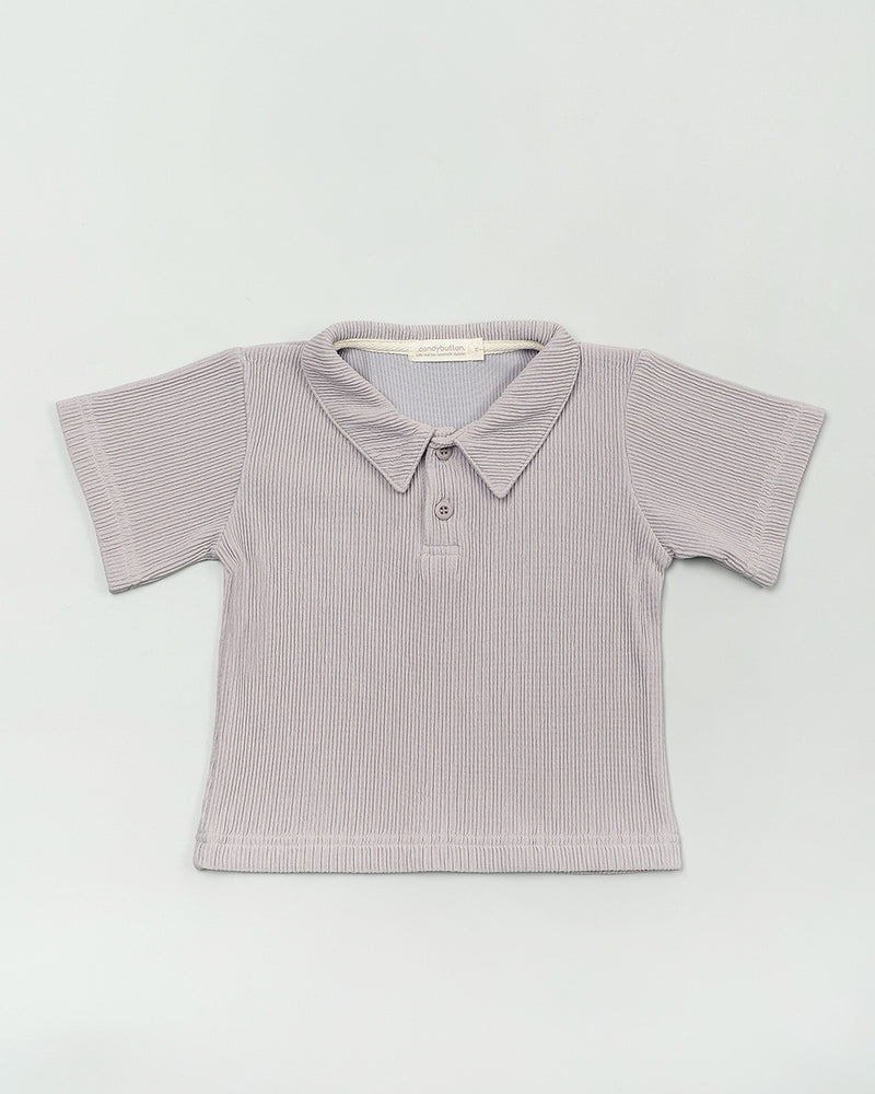 Seashore Knit Polo Shirt in Grey