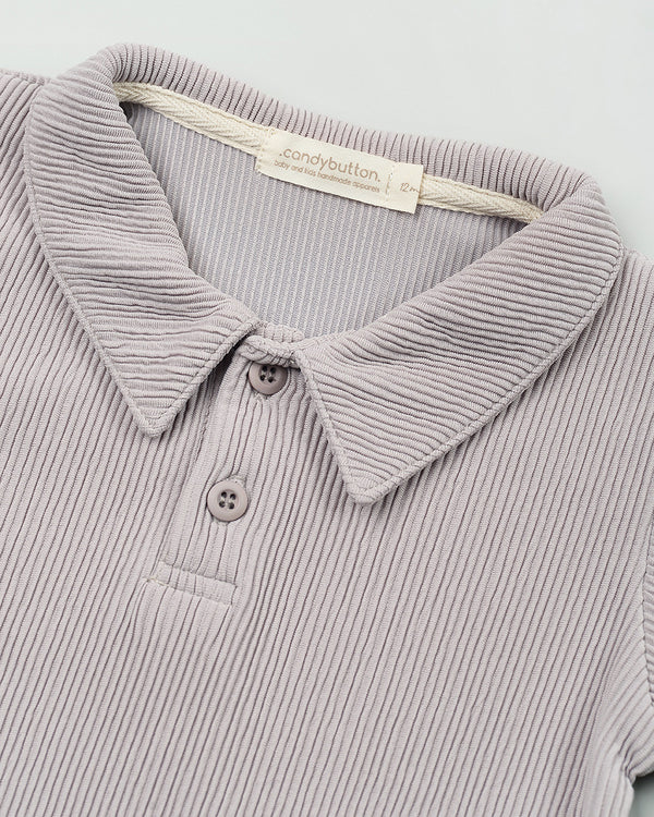 Seashore Knit Polo Shirt in Grey
