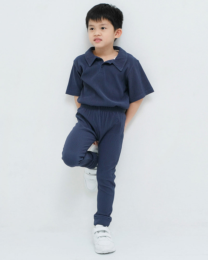 Seashore Knit Polo Shirt in Navy