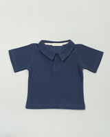 Seashore Knit Polo Shirt in Navy