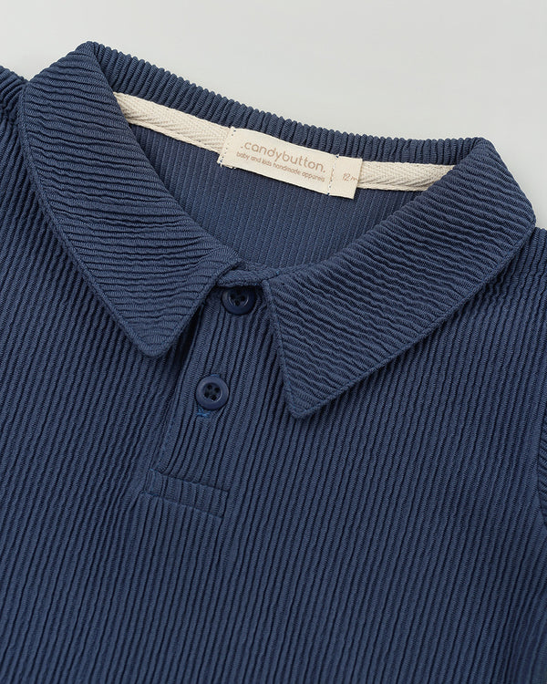Seashore Knit Polo Shirt in Navy