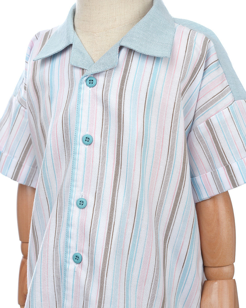 RYAN SET Stripe Shirt + Cargo Pants in Turquoise
