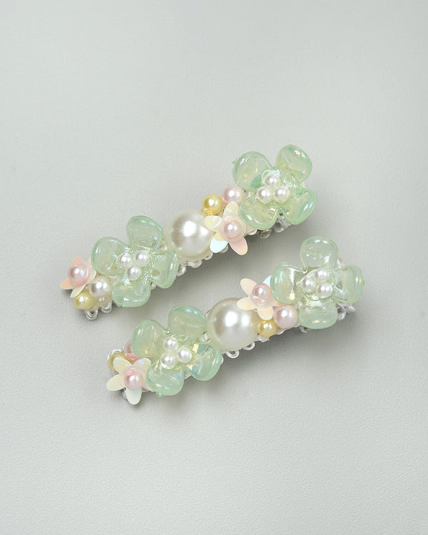 Coral Hairpin in Green