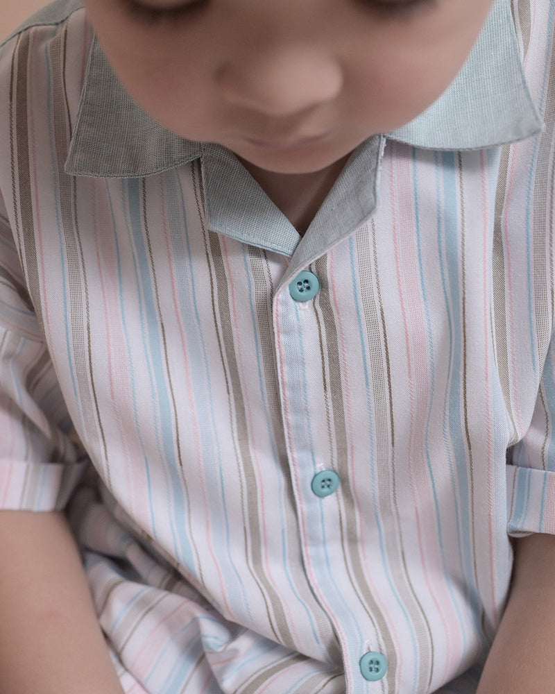 RYAN SET Stripe Shirt + Cargo Pants in Turquoise
