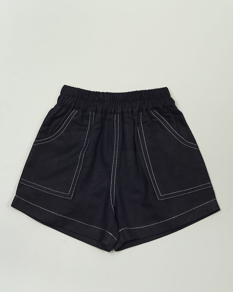 Theo Linen Shorts in Black