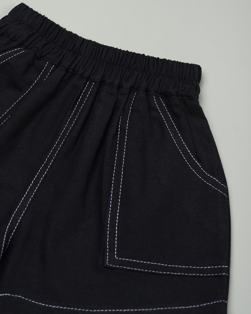 Theo Linen Shorts in Black