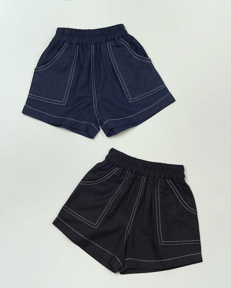 Theo Linen Shorts in Black