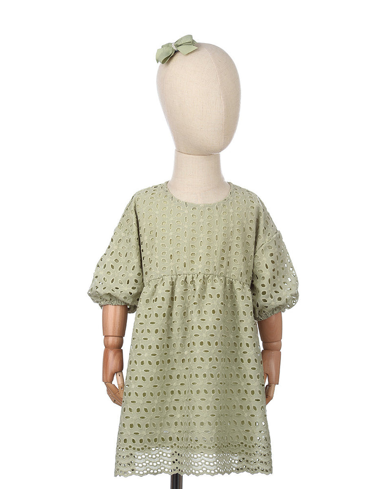 Camelia Embroidery Dress in Green
