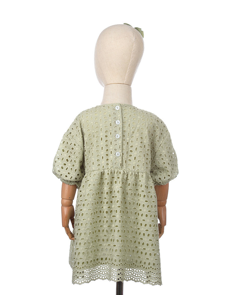 Camelia Embroidery Dress in Green