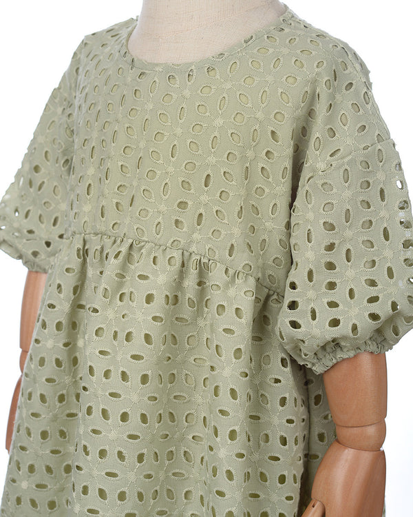 Camelia Embroidery Dress in Green