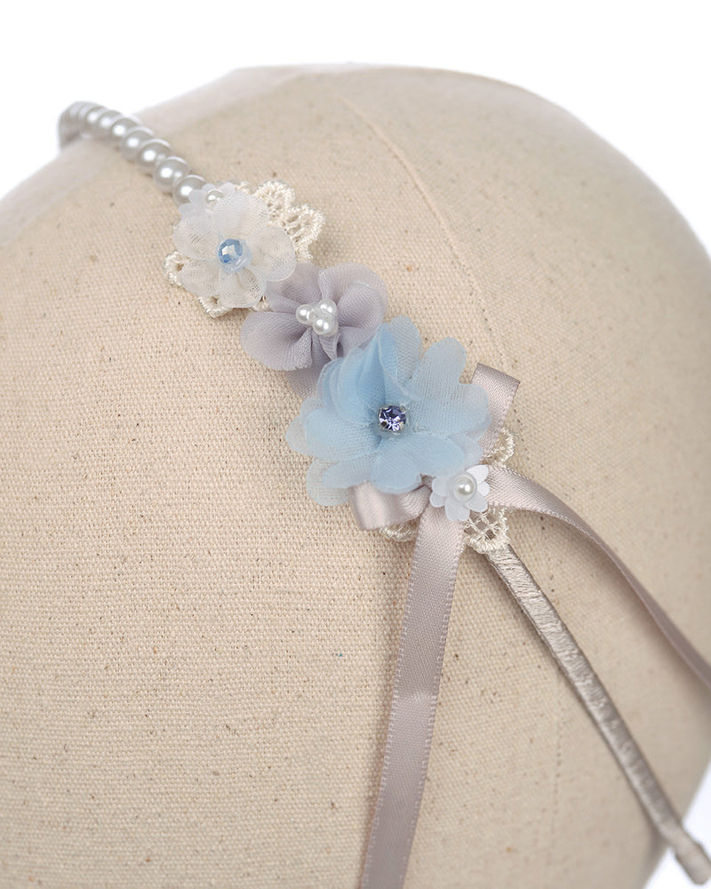 Darina Floral Metal Headband in Blue
