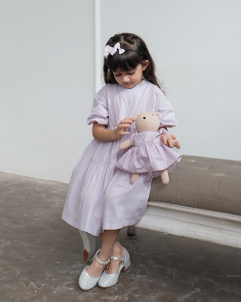 Issa Midi Dress With Lace in Purple