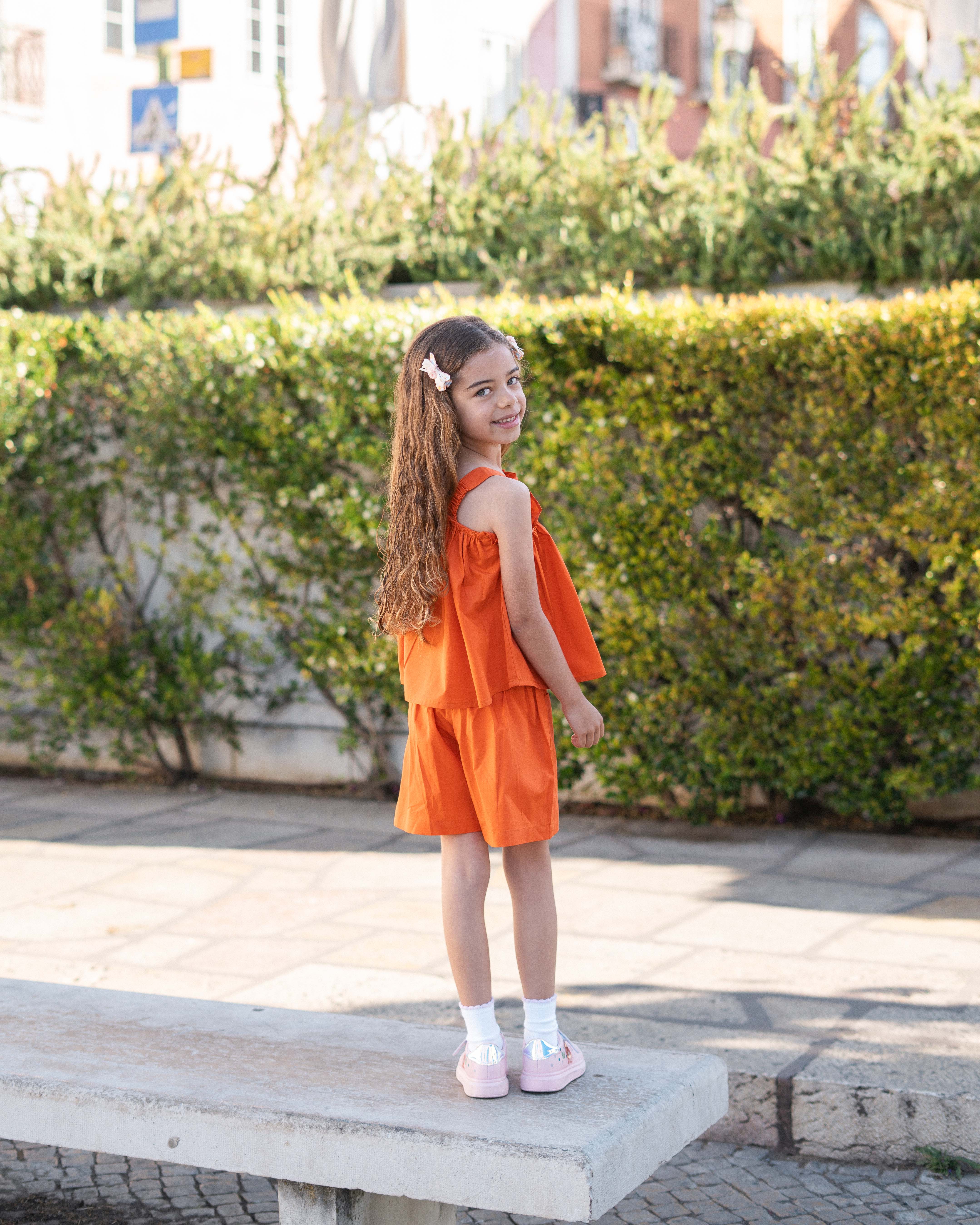 Ria Averia Smock Set in Orange