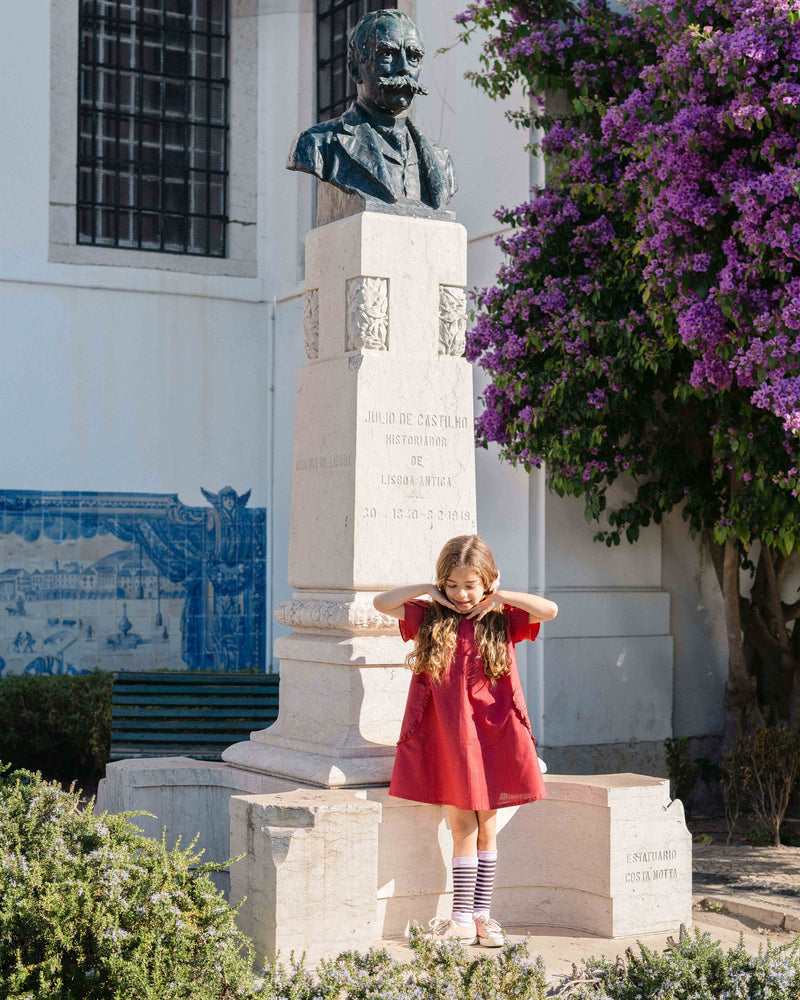 Matilda Tulip Sleeve Dress in Crimson