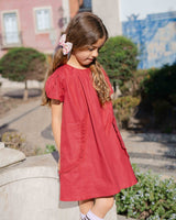 Matilda Tulip Sleeve Dress in Crimson