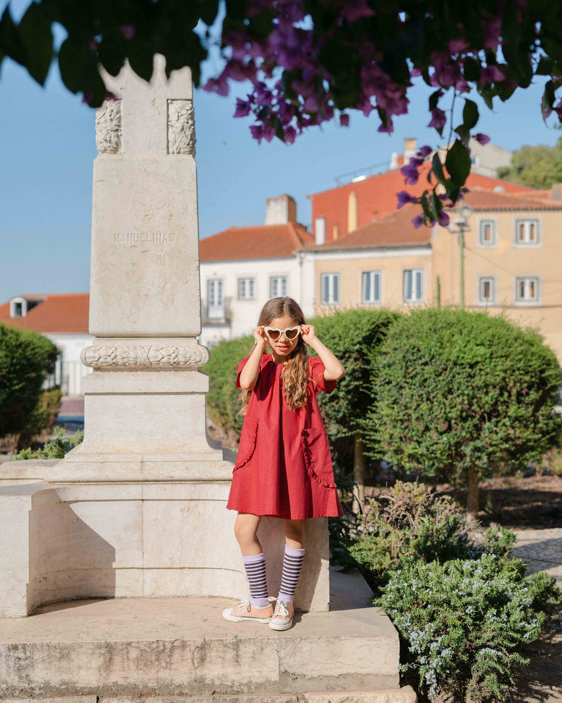 Matilda Tulip Sleeve Dress in Crimson