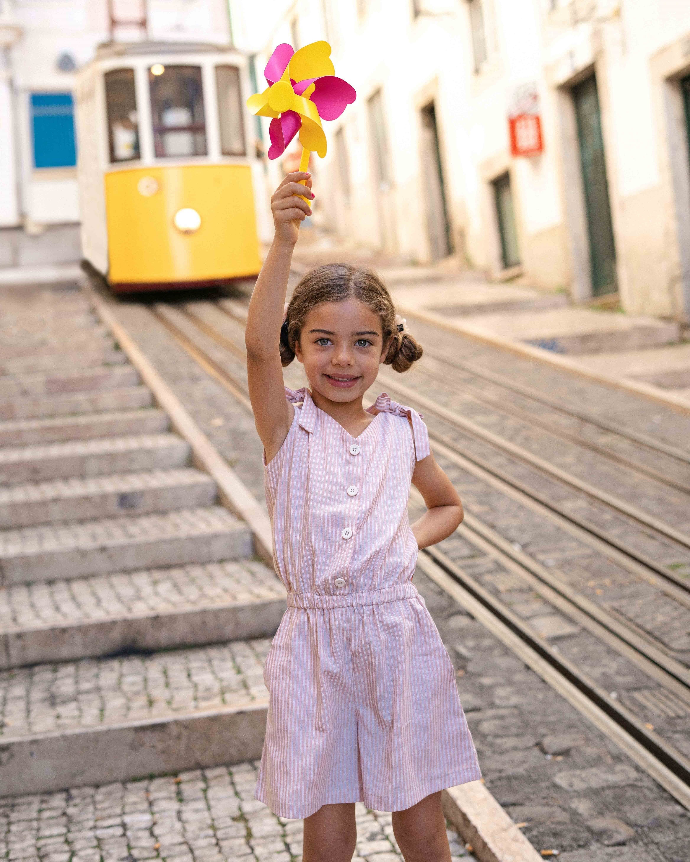 Chiara Girls Summer Jumpsuit in Peach