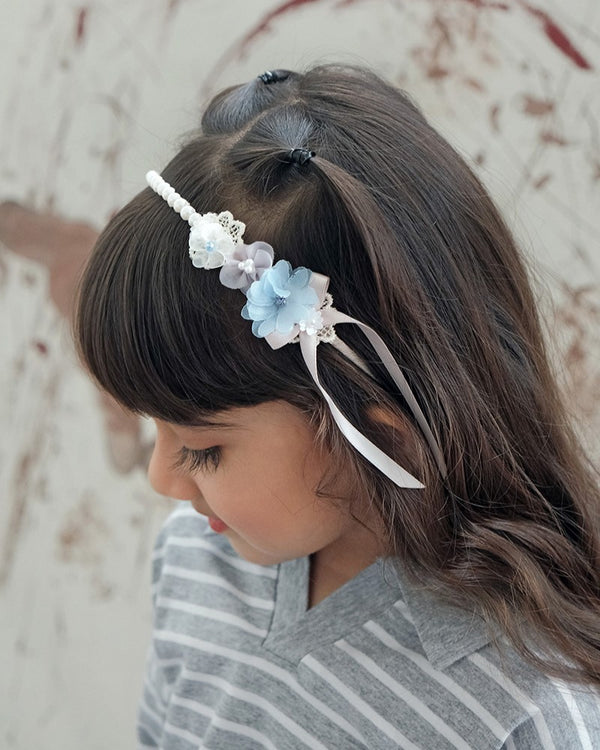 Darina Floral Metal Headband in Blue