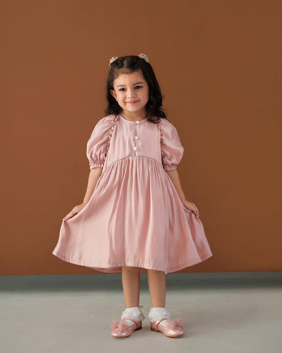 Caralita Shimmer Dress in Dusty Pink