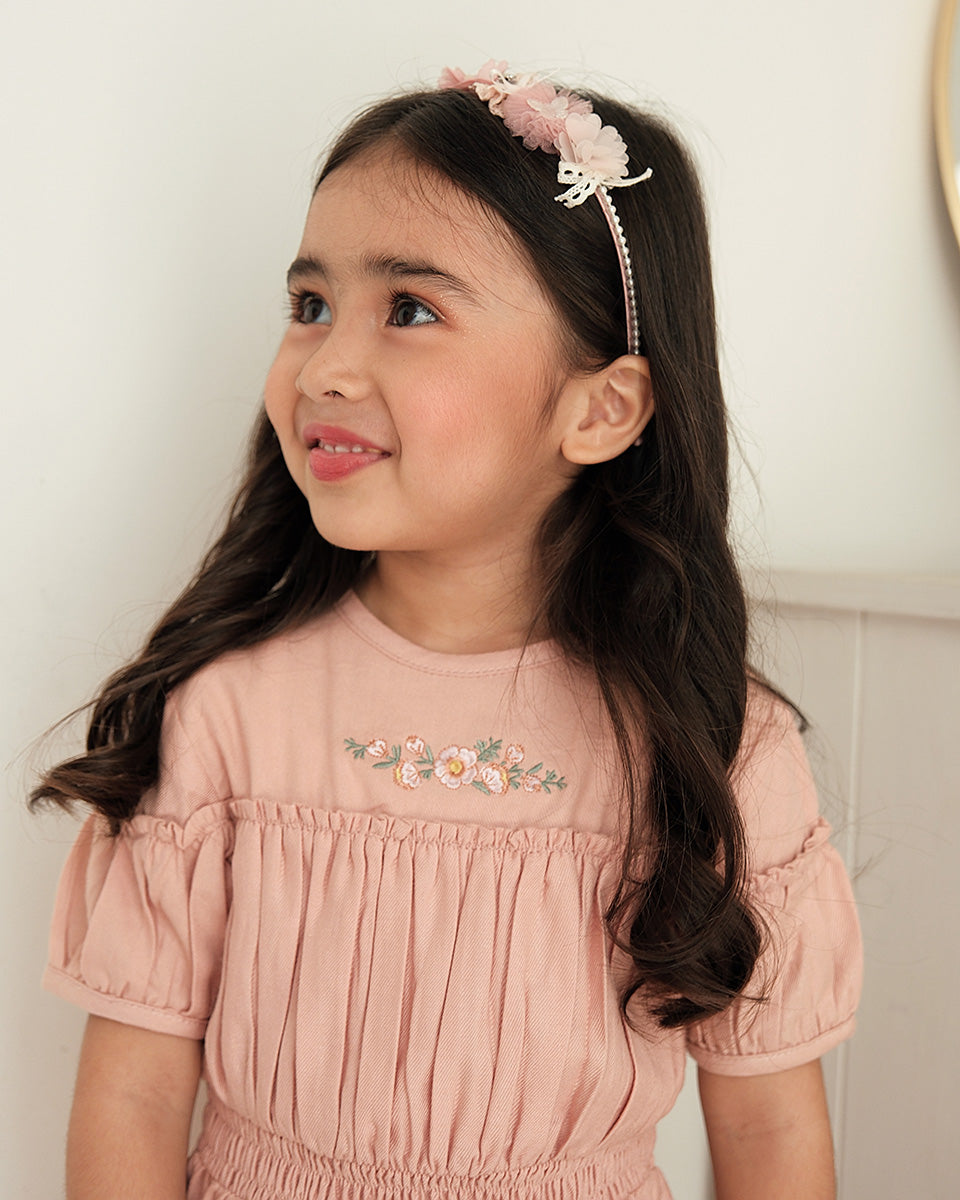 Indira Smock Dress in Peach