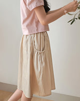 Francesca Ruffle Pocket Skirt in Light Khaki