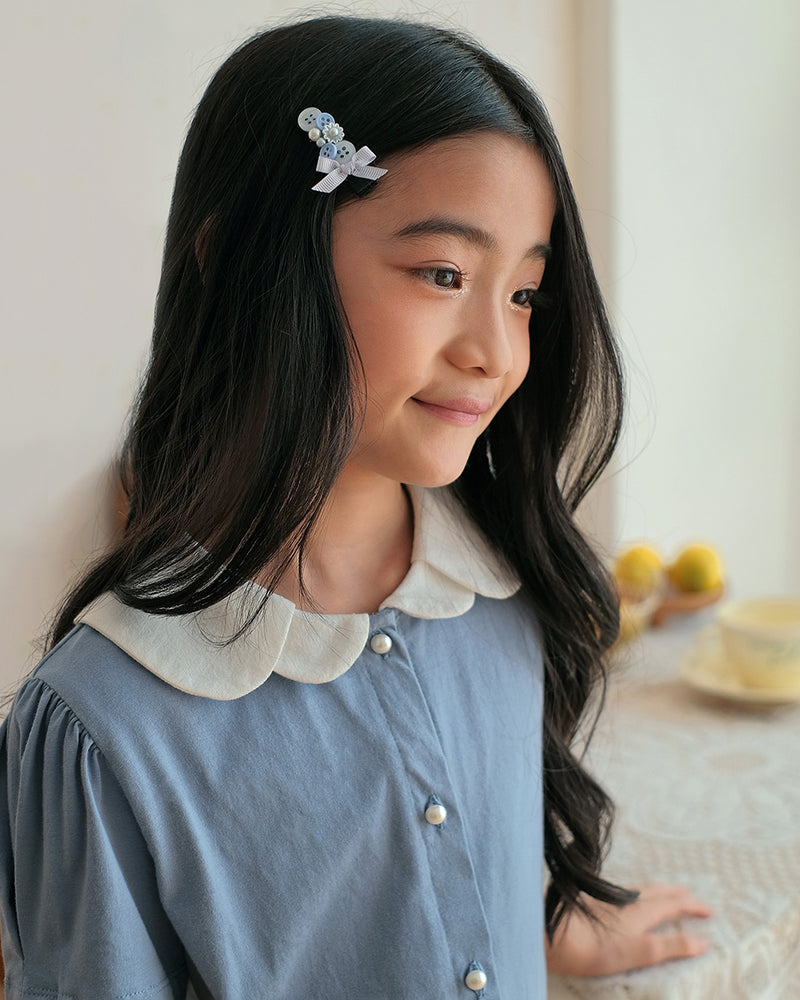 Harriette Collar Blouse in Dusty Blue