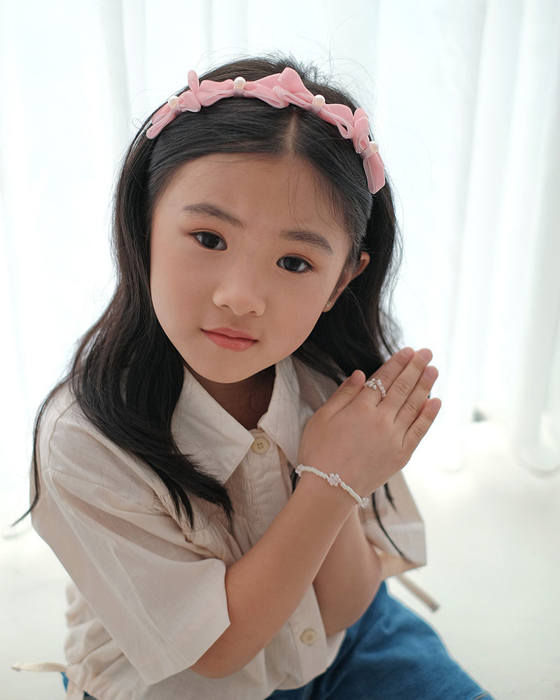 Velvet Bow Headband in Pink