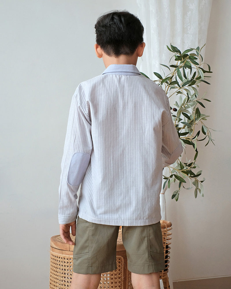 Colton Mixed Shirt in Iron Stone