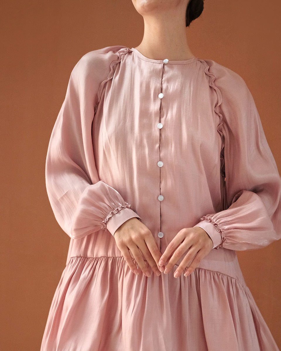 Lady Catira Shimmer Tunic in Dusty Pink