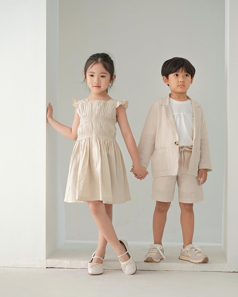 Tally Smock Summer Dress in Pastel Clay