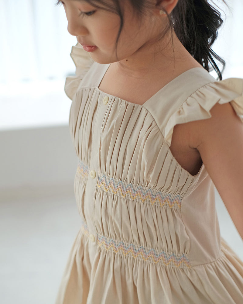 Tally Smock Summer Dress in Pastel Clay