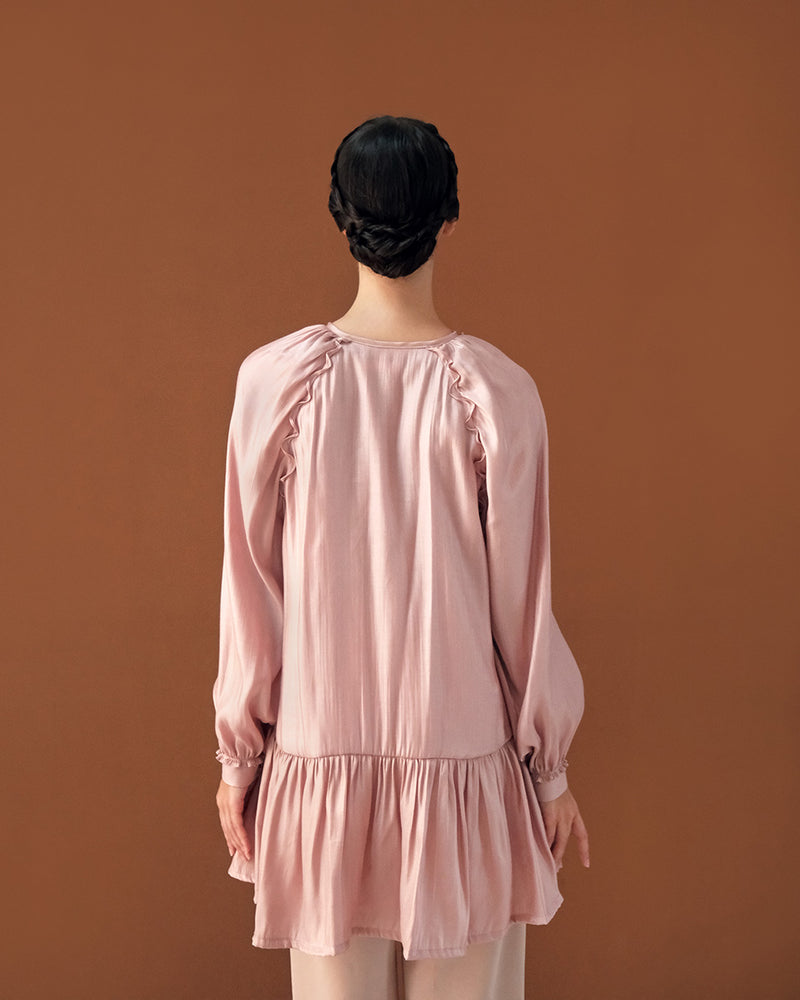 Lady Catira Shimmer Tunic in Dusty Pink