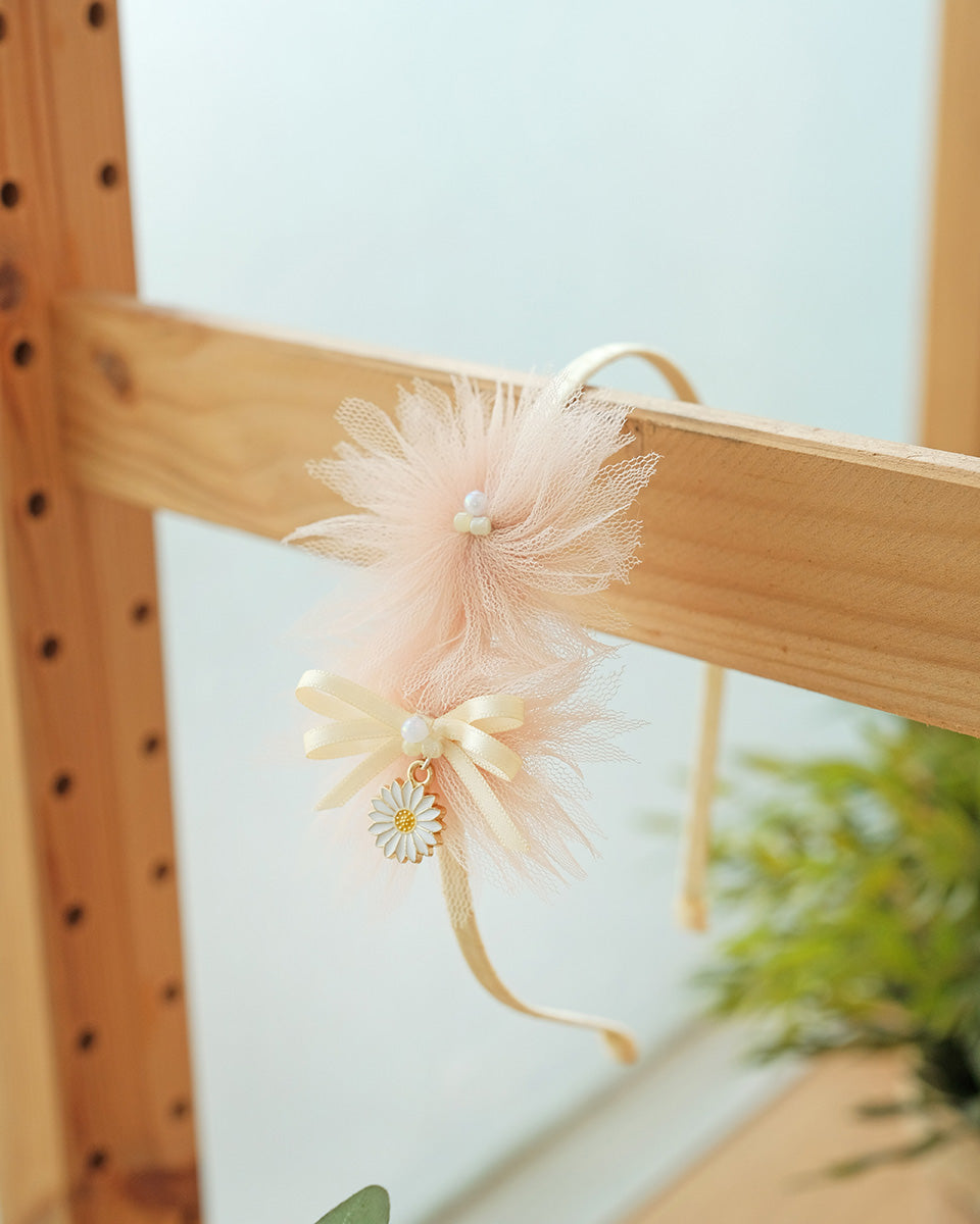 Harvest Tulle Headband in Peach