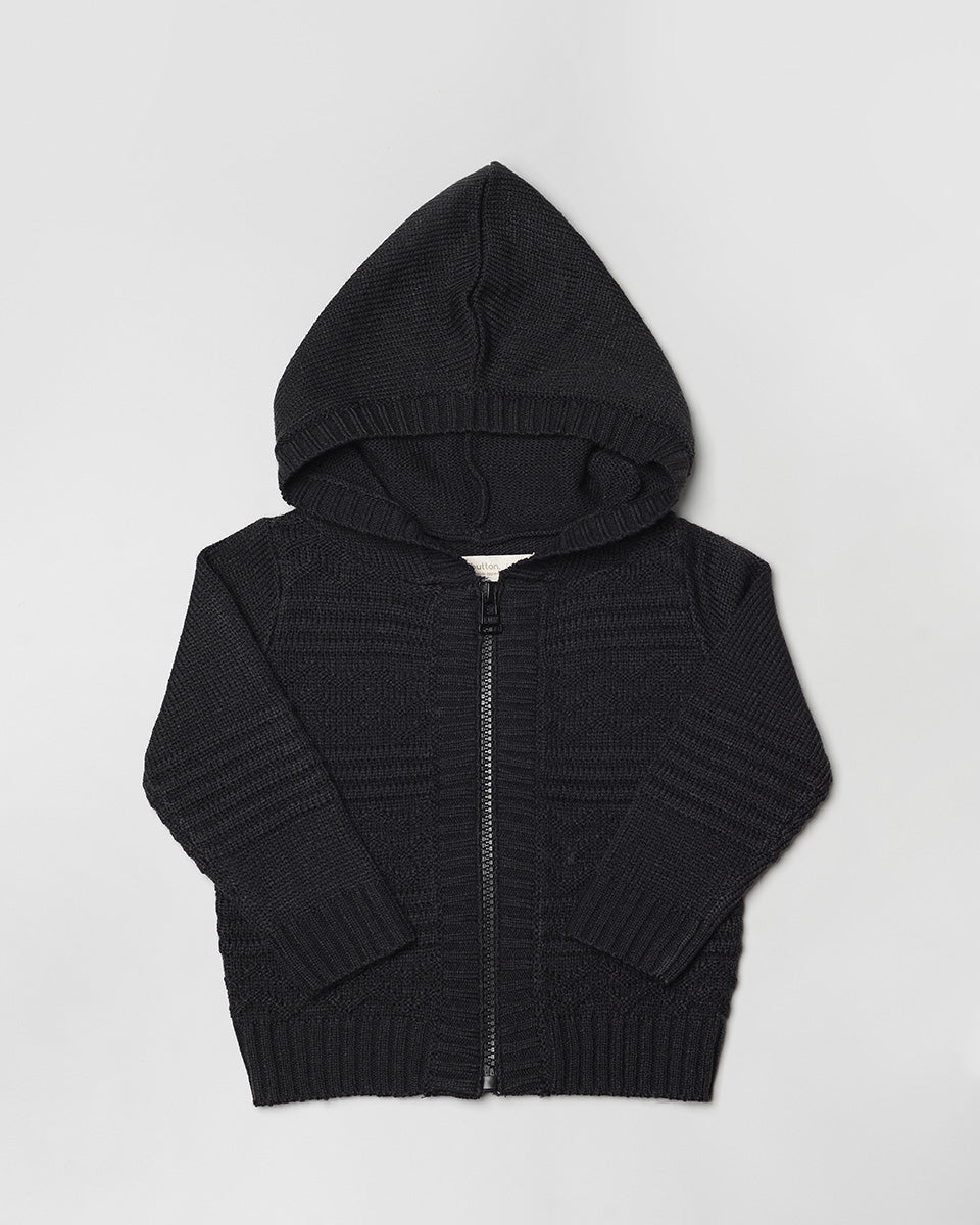 Arthur Hoodie Cardigan in Black