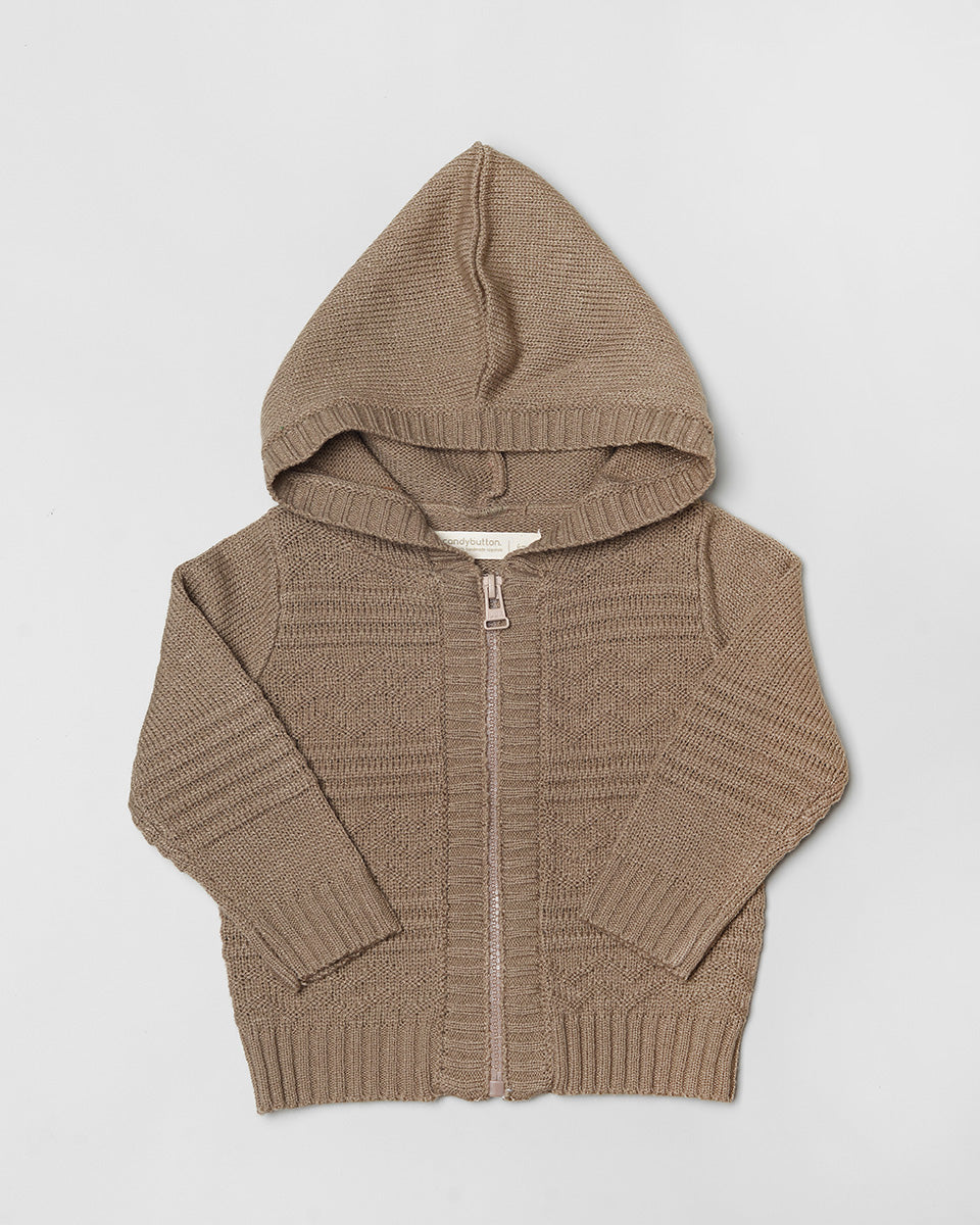 Arthur Hoodie Cardigan in Coffee