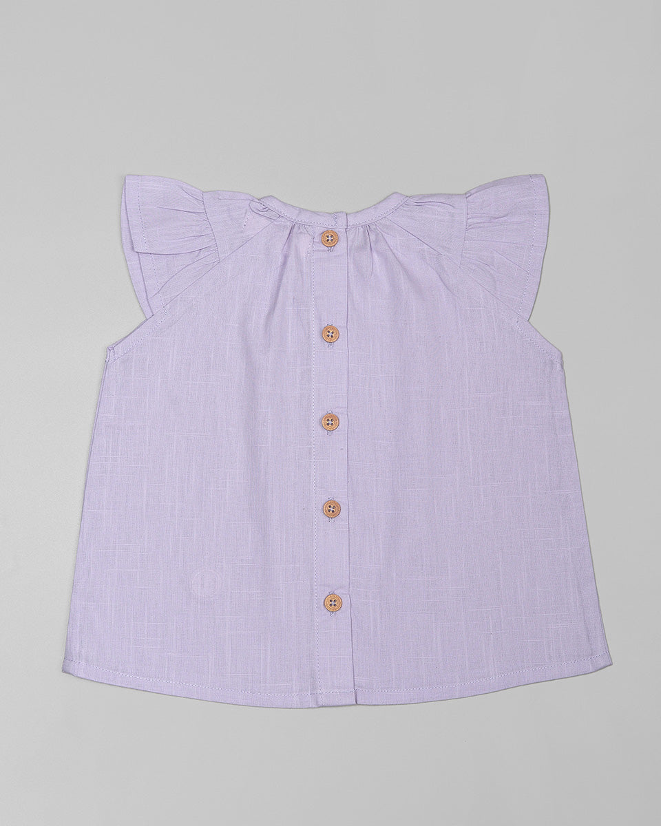 Ruffle Raglan Top in Purple