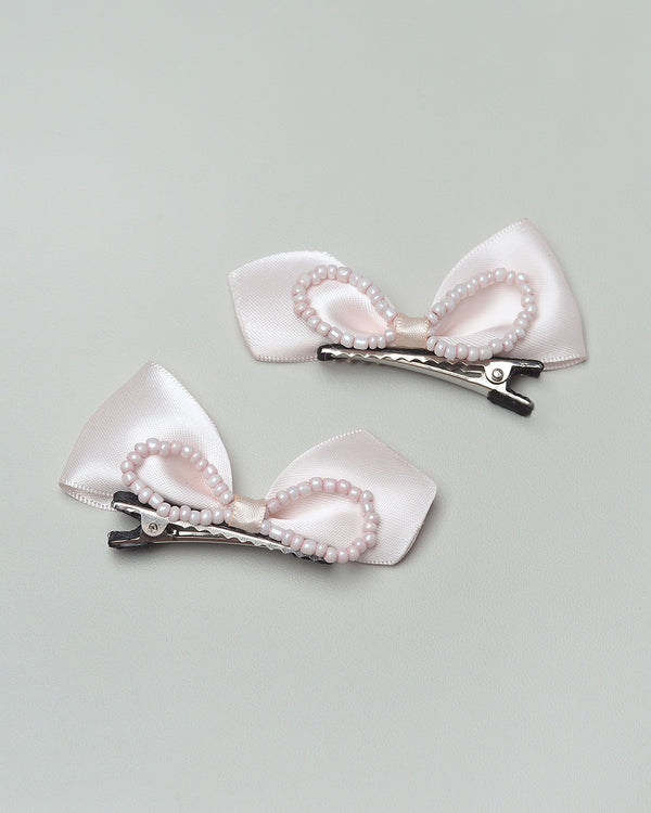 Chiyo Bow Hairpin in Soft Pink