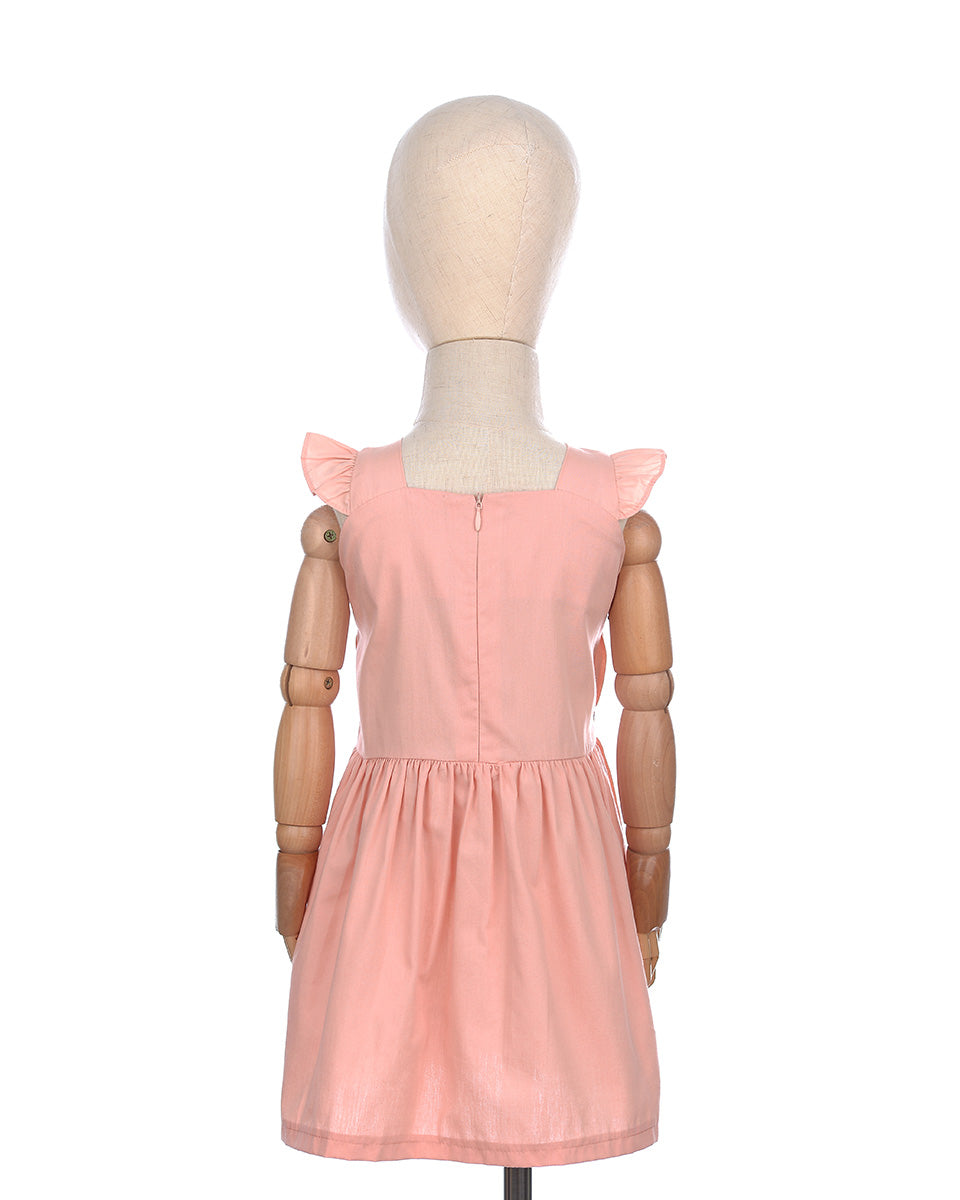 Tally Smock Summer Dress in Pastel Orange