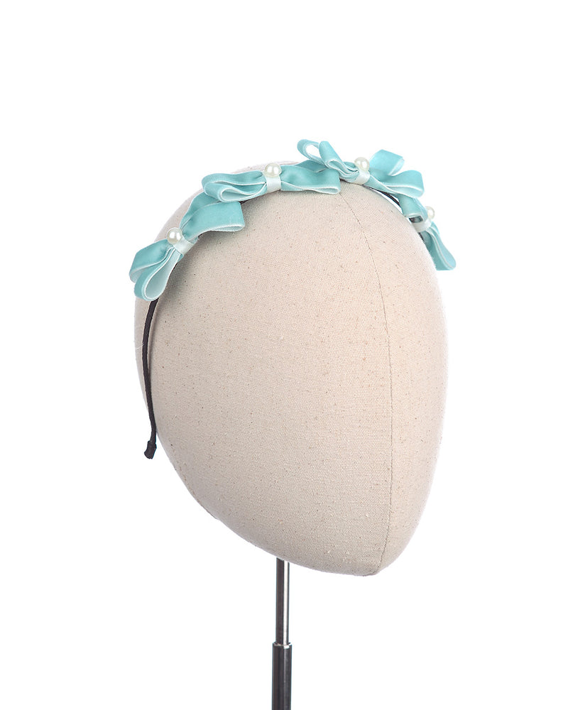 Velvet Bow Headband in Blue